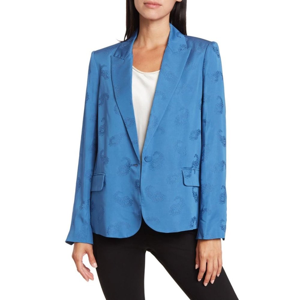 ZADIG & VOLTAIRE Victor Jac Jacquard Paisley Blue Blazer Jacket - Size 40 8